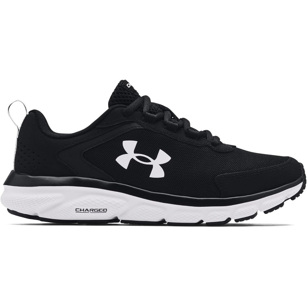 GUC Under Armour Charged Assert 9 Black White Running Shoes Womens Size 9
